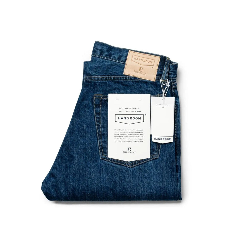 Folded view of the Hand Room Exclusive for Refinement High Rise Regular Fit Mid Washed jeans