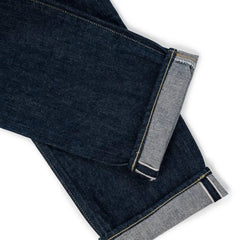 Hem and leg opening detail of the Hand Room Exclusive for Refinement High Rise Regular Fit One Washed Indigo jeans