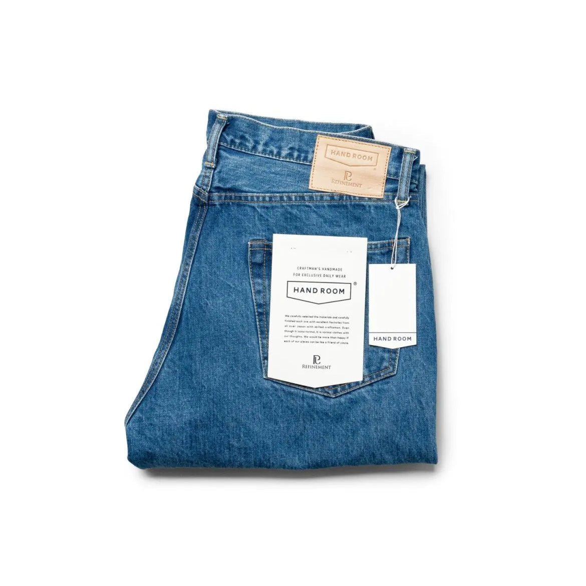 Folded view of the Hand Room Exclusive for Refinement Wide Fit Light Washed jeans