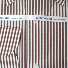 Folded front view of the Hitoyoshi Broadcloth Button Down Brown Stripe shirt