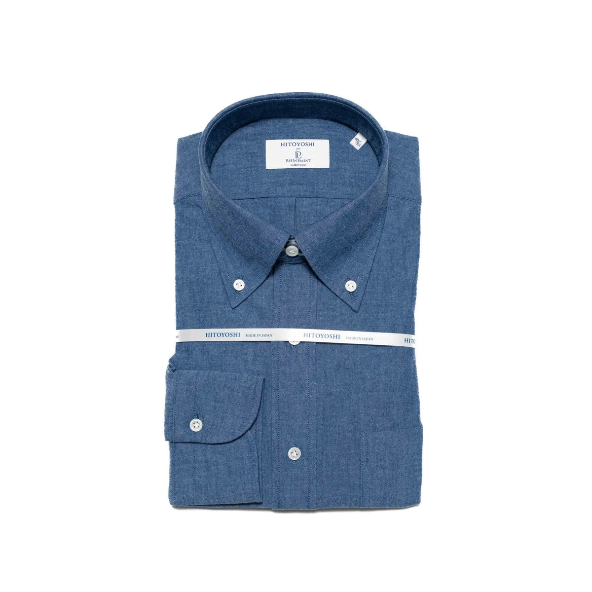 Hitoyoshi Button Down Shirt Chambray Dark Blue front view