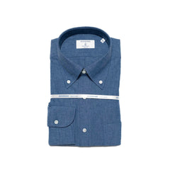 Hitoyoshi Button Down Shirt Chambray Dark Blue front view