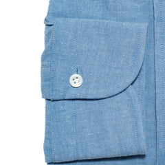 Folded sleeve button detail of the Hitoyoshi Button Down Shirt Chambray Light Blue