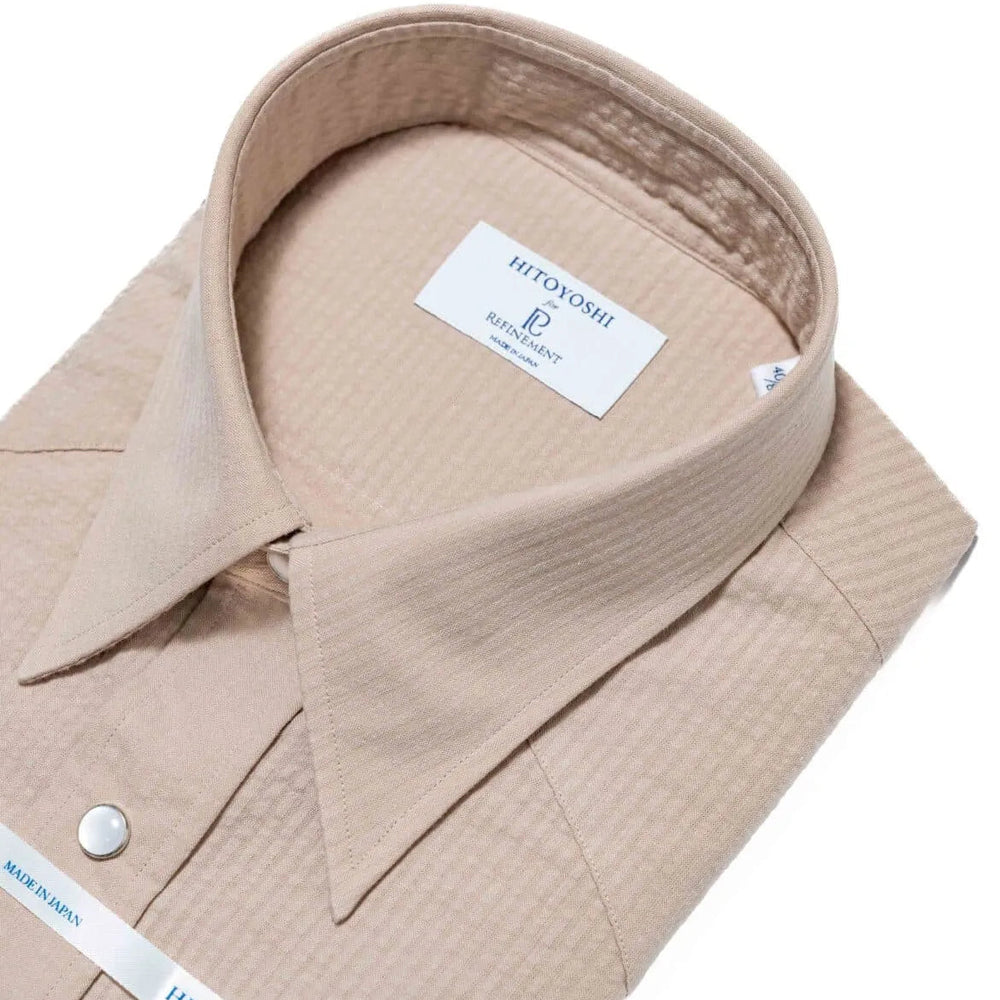 Hitoyoshi Dress Western Shirt Seersucker Beige