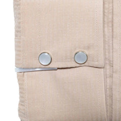 Folded sleeve button detail of the Hitoyoshi Dress Western Shirt Seersucker Beige