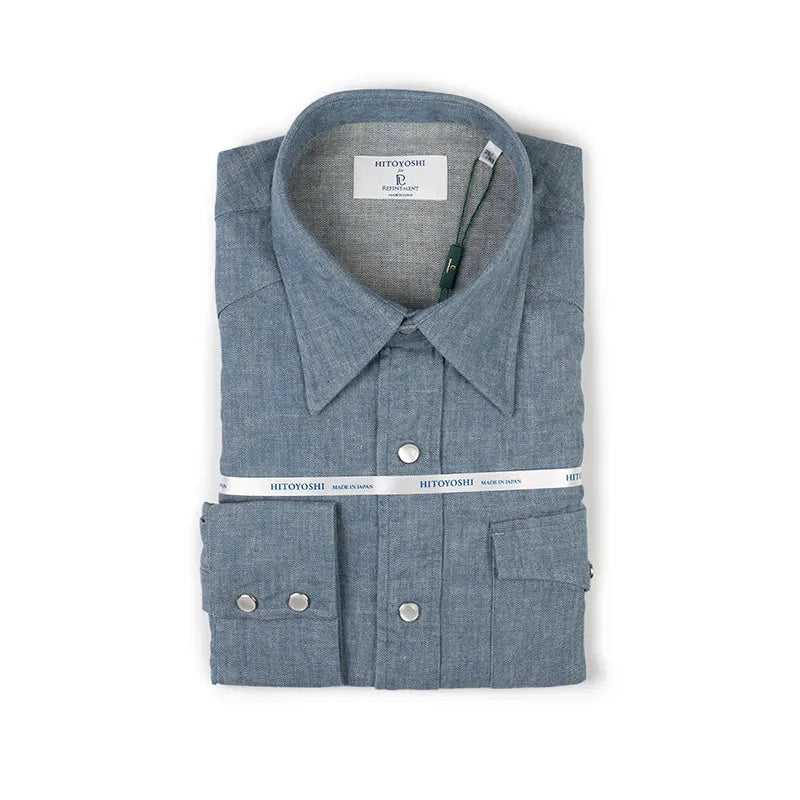 Hitoyoshi Dress Western Shirts Blue front view