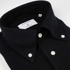 Collar detail of the Hitoyoshi for Refinement Button Down Polo Black