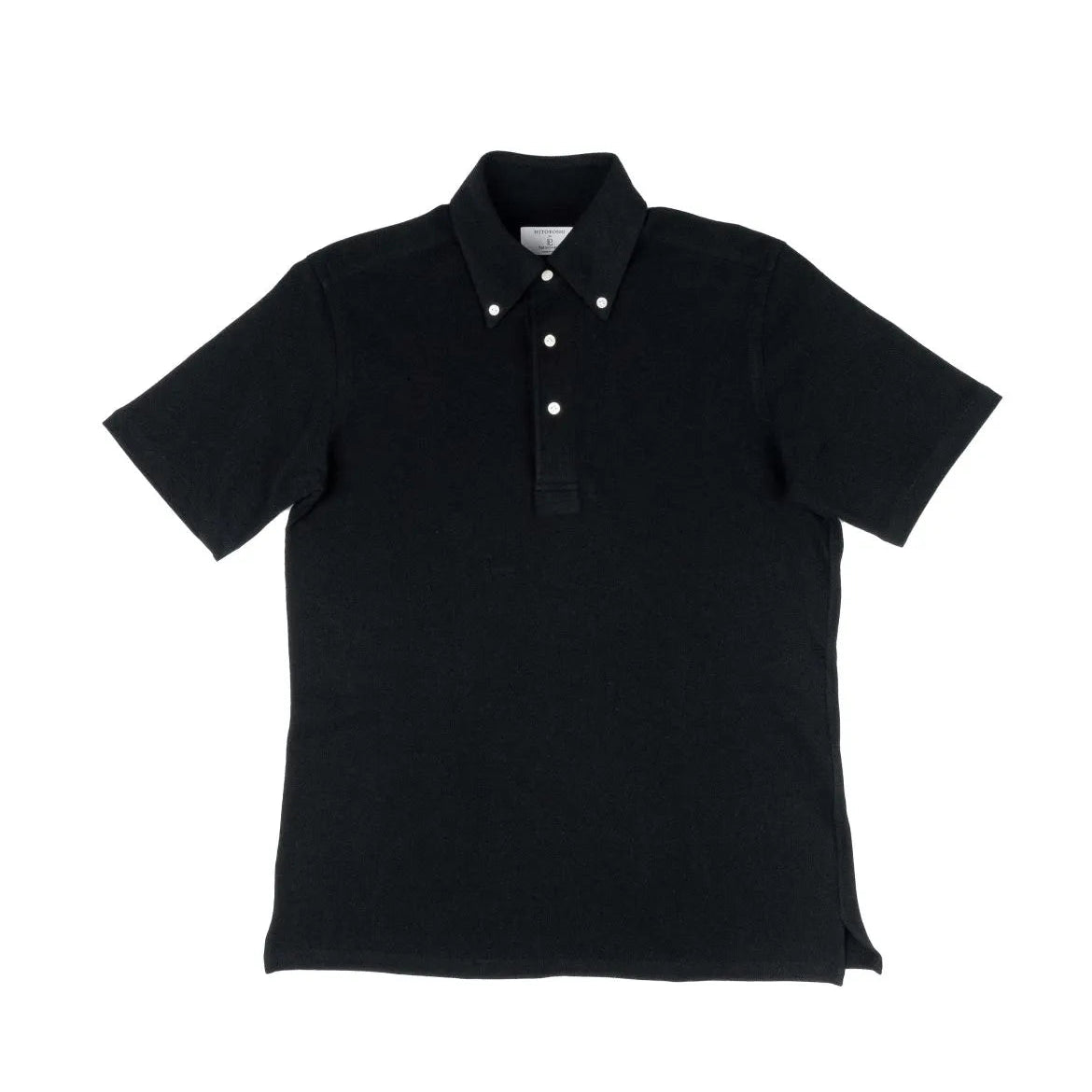 Hitoyoshi for Refinement Button Down Polo Black front view