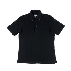 Hitoyoshi for Refinement Button Down Polo Black front view