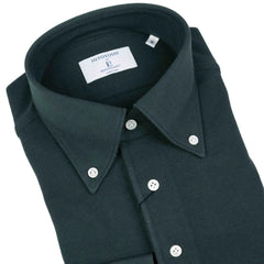 Collar detail of the Hitoyoshi for Refinement Button Down Polo Dark Green