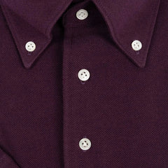 Button close-up detail of the Hitoyoshi for Refinement Button Down Polo Maroon