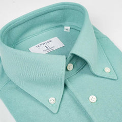 Collar detail of the Hitoyoshi for Refinement Button Down Polo Mint