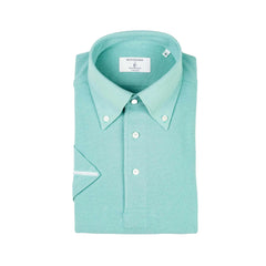 Folded front view of the Hitoyoshi for Refinement Button Down Polo Mint
