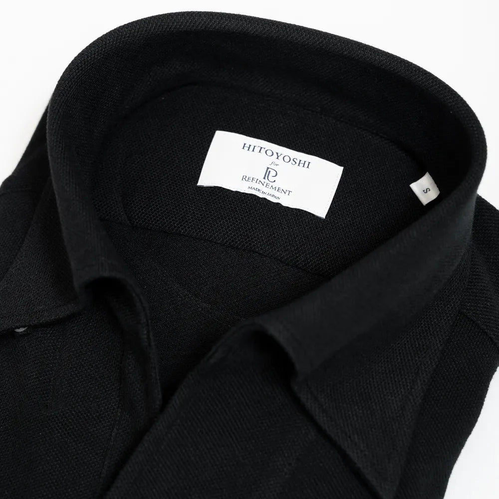 Hitoyoshi for Refinement One Piece Collar Polo Long Sleeve Black Collar Detail