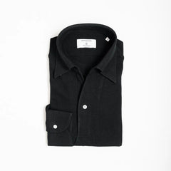 Hitoyoshi for Refinement One Piece Collar Polo Long Sleeve Black Front View