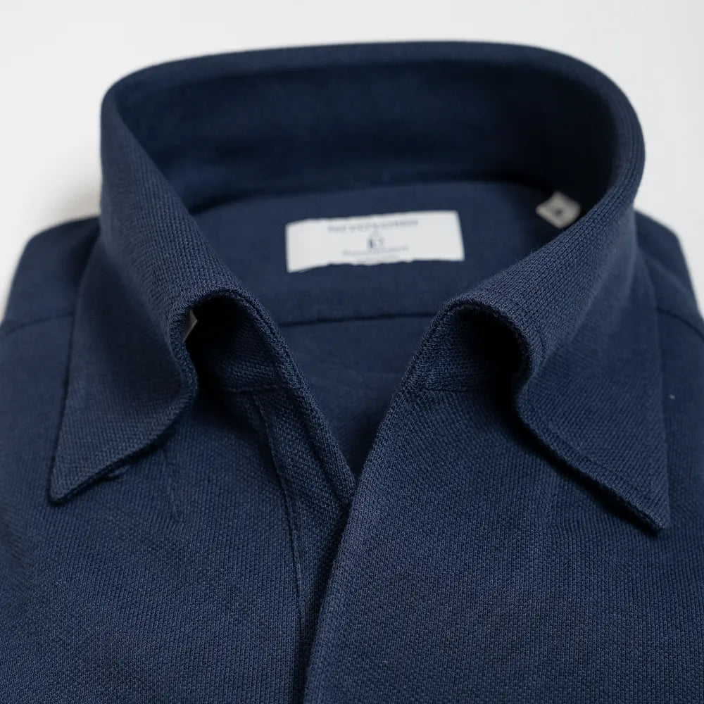 Hitoyoshi for Refinement One Piece Collar Polo Long Sleeve Navy Collar Detail