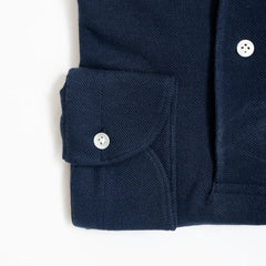 Hitoyoshi for Refinement One Piece Collar Polo Long Sleeve Navy Cuff Detail