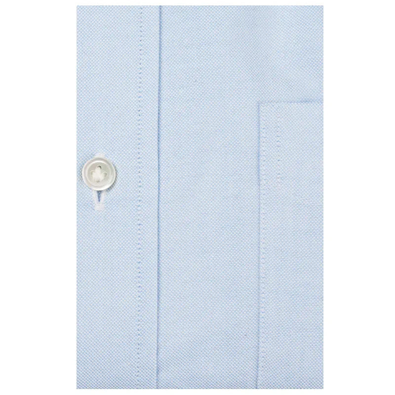 Button close-up detail of the Hitoyoshi Oxford Cloth Button Down Blue shirt