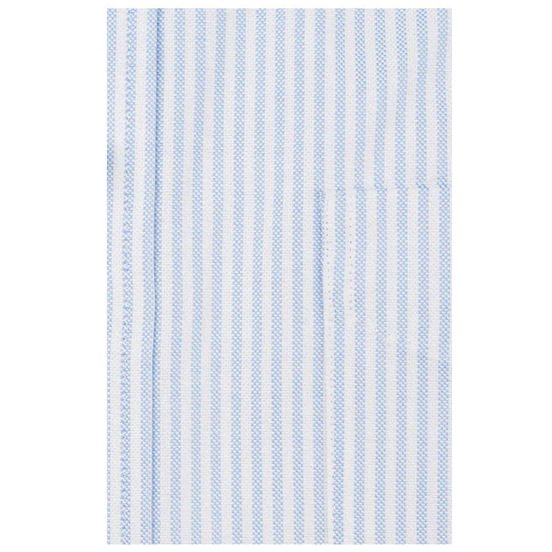 Side view of the Hitoyoshi Oxford Cloth Button Down Blue Stripe shirt