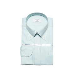 Hitoyoshi Oxford Cloth Button Down Mint Stripe shirt front view