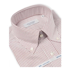 Collar detail of the Hitoyoshi Oxford Cloth Button Down Striking Red shirt
