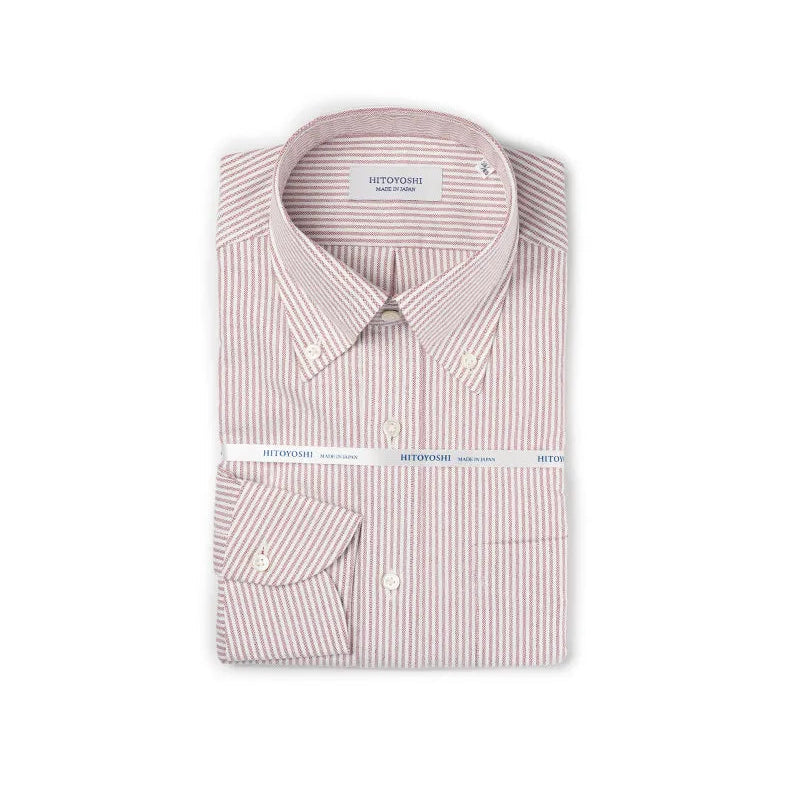 Hitoyoshi Oxford Cloth Button Down Striking Red shirt front view