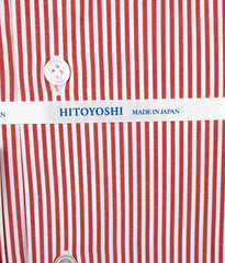 Hitoyoshi Spread Collar Candy Stripe Shirt Red