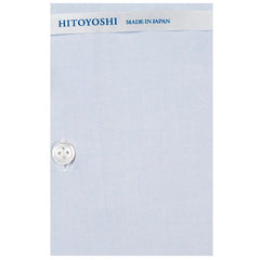 Button close-up detail of the Hitoyoshi Spread Collar Soothing Light Blue shirt