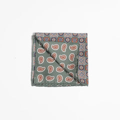 Folded view of the Holliday & Brown pocket square showing pattern placement and finishing detail.
