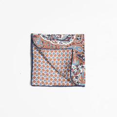 Folded view of the Holliday & Brown pocket square showing pattern placement and finishing detail.