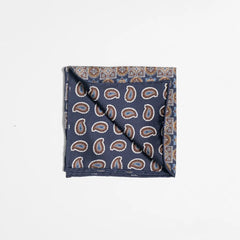 Folded view of the Holliday & Brown pocket square showing pattern placement and finishing detail.
