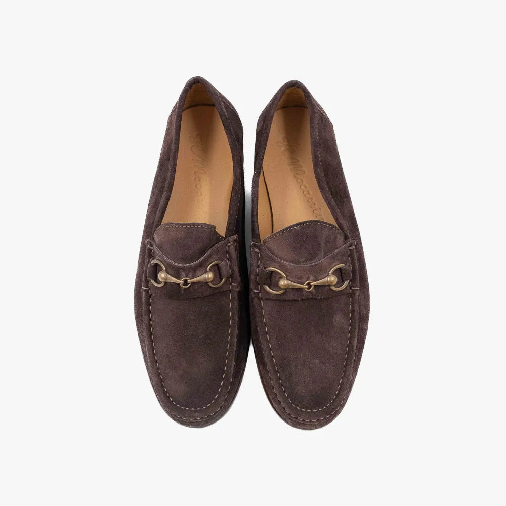 Il Mocassino B-Reverso 17 MGO loafer in Amarone Sensory Suede, top view of pair.