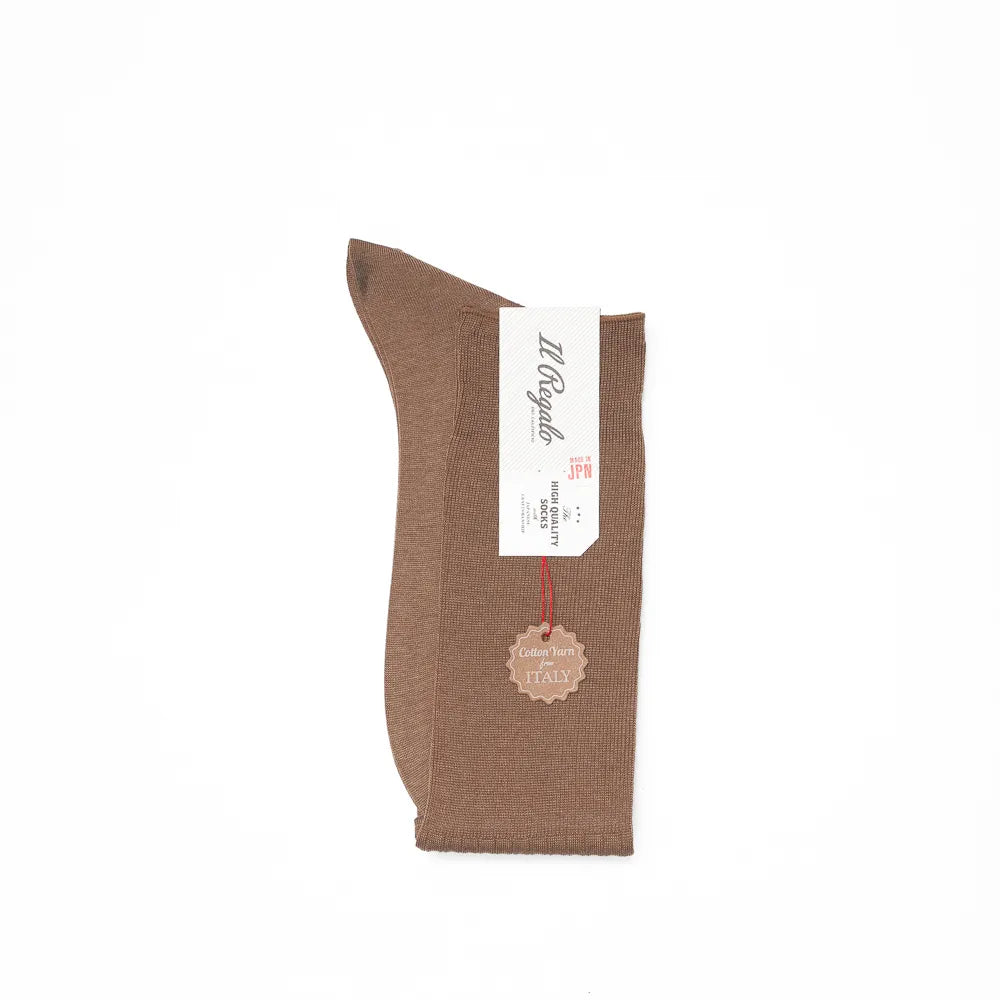 Il Regalo 8×2 Rib Over-The-Calf Socks Mocha Folded View