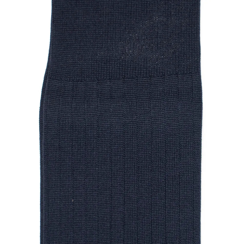 Il Regalo 8×2 Rib Over-The-Calf Socks Navy Rib Knit Detail