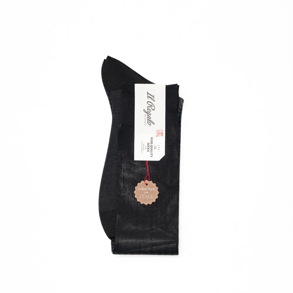 Il Regalo Herringbone Over-The-Calf Socks Black Folded View