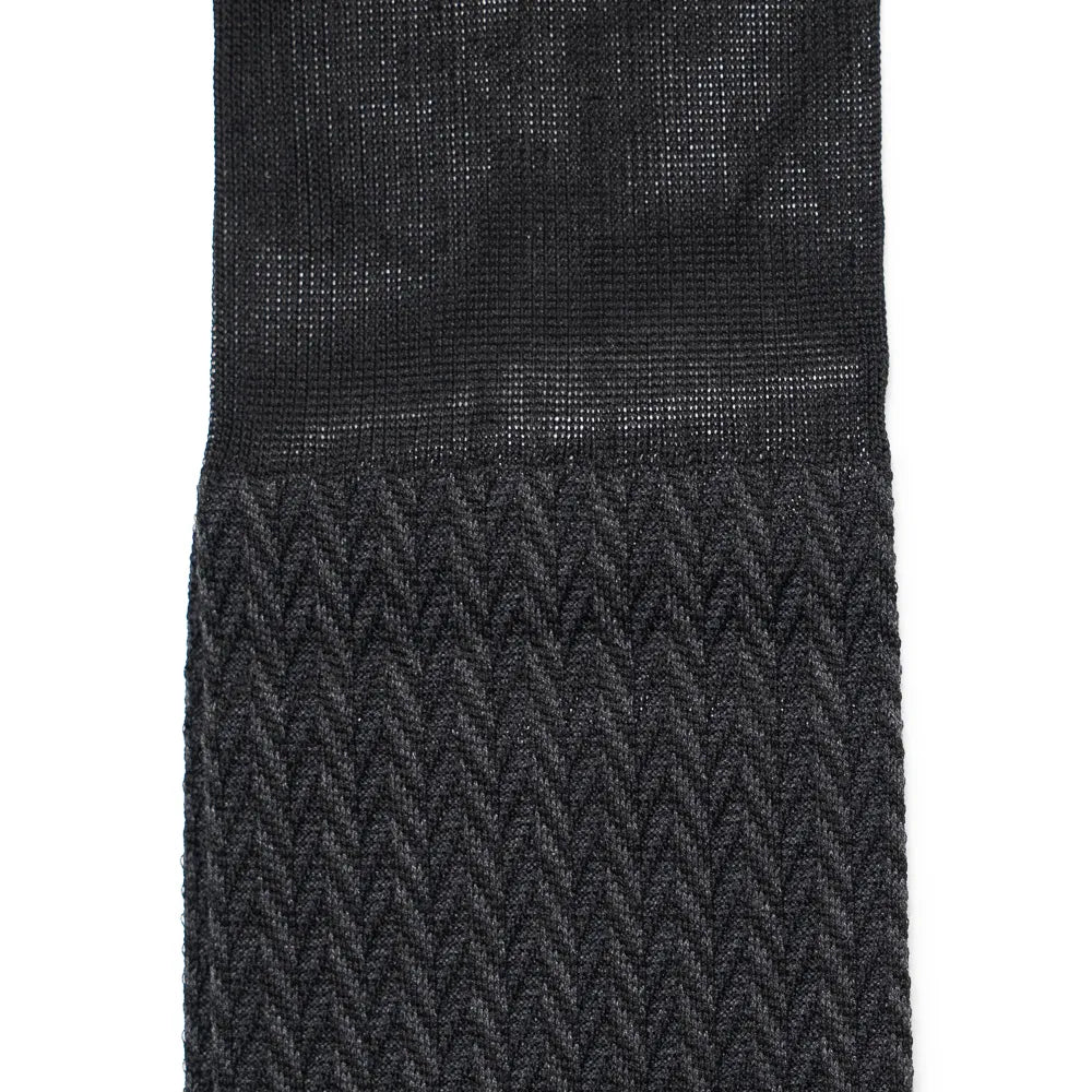 Il Regalo Herringbone Over-The-Calf Socks Black Herringbone Knit Detail