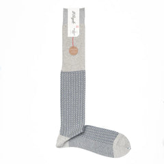 Il Regalo Herringbone Over-The-Calf Socks L.Grey Front View