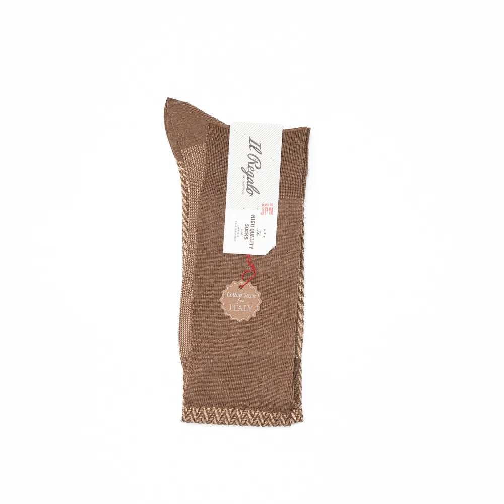 Il Regalo Herringbone Over-The-Calf Socks Mocha Folded View