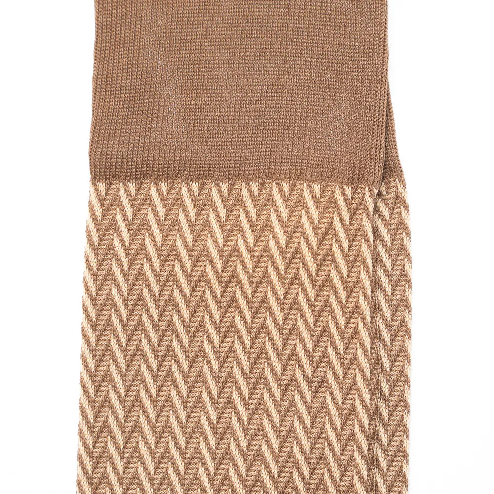 Il Regalo Herringbone Over-The-Calf Socks Mocha Herringbone Knit Detail