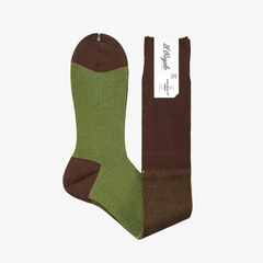 Side view showing the sock’s profile, rib structure, and length above the calf.