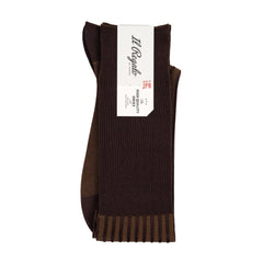 Il Regalo Stripe Jacquard Over-The-Calf Socks Brown Folded View