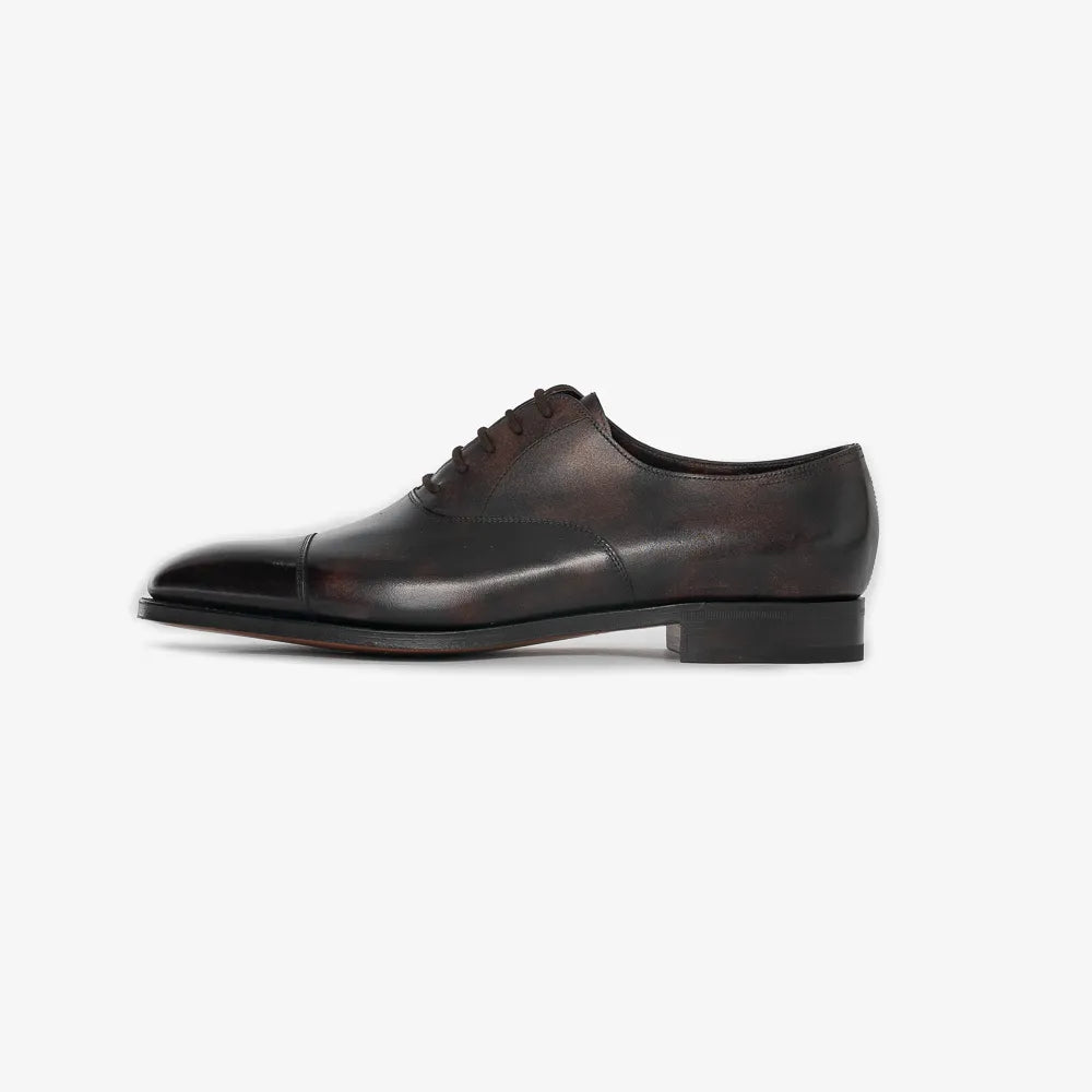John Lobb City II Oxford in dark brown Museum Calf, side profile with sleek lines.