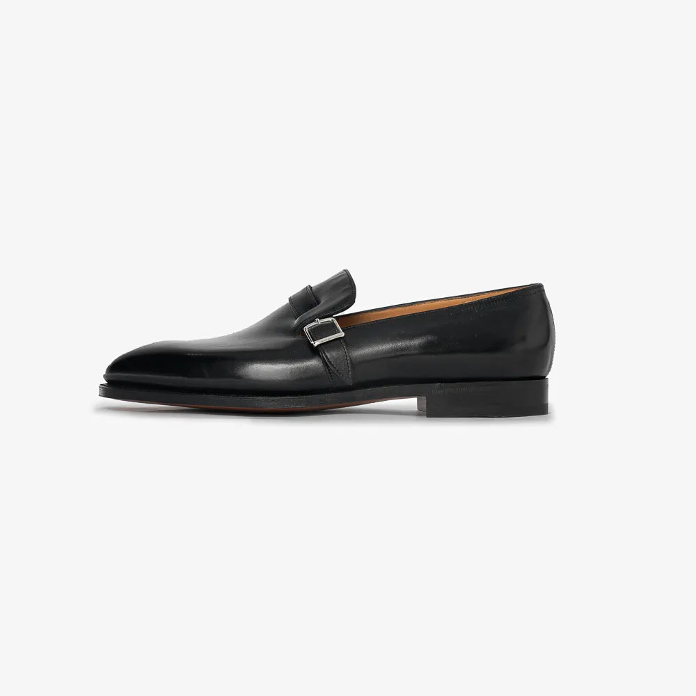 John Lobb Delano II Oxford in black calf leather, side profile highlighting sleek silhouette.