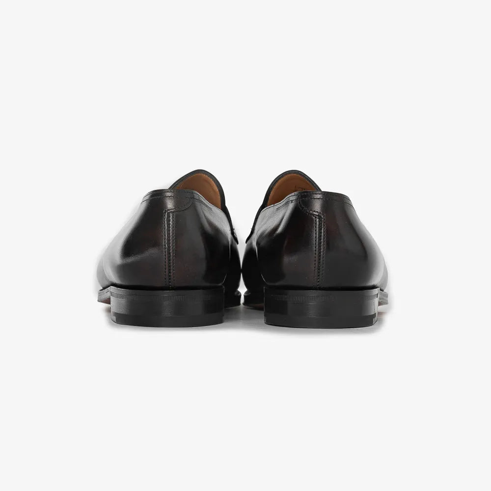 John Lobb Lopez in dark brown Museum Calf leather, back view showing heel and clean lines.