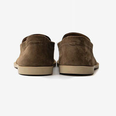 John Lobb Pace in olive calf leather, back view showing heel and stitching.