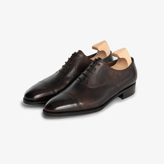 John Lobb Philip II Oxford in black calf leather, angled front view.
