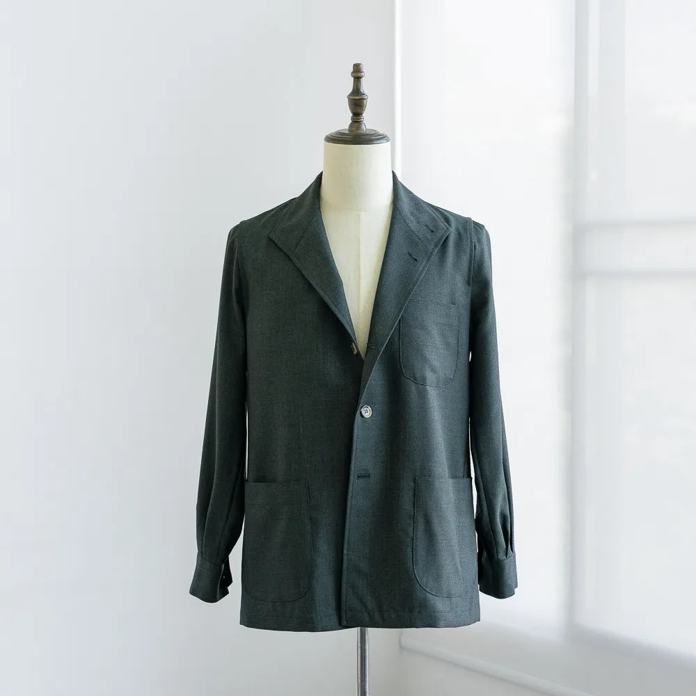 Front view of the Justo Gimeno Teba Jacket Hopsack by VBC Green