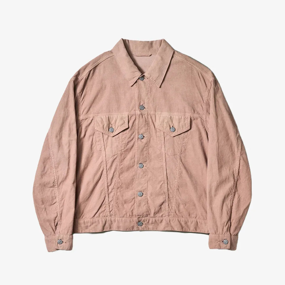 Front view of the Kaptain Sunshine cotton corduroy T-3 jacket in cinnamon featuring a clean silhouette and textured corduroy construction.