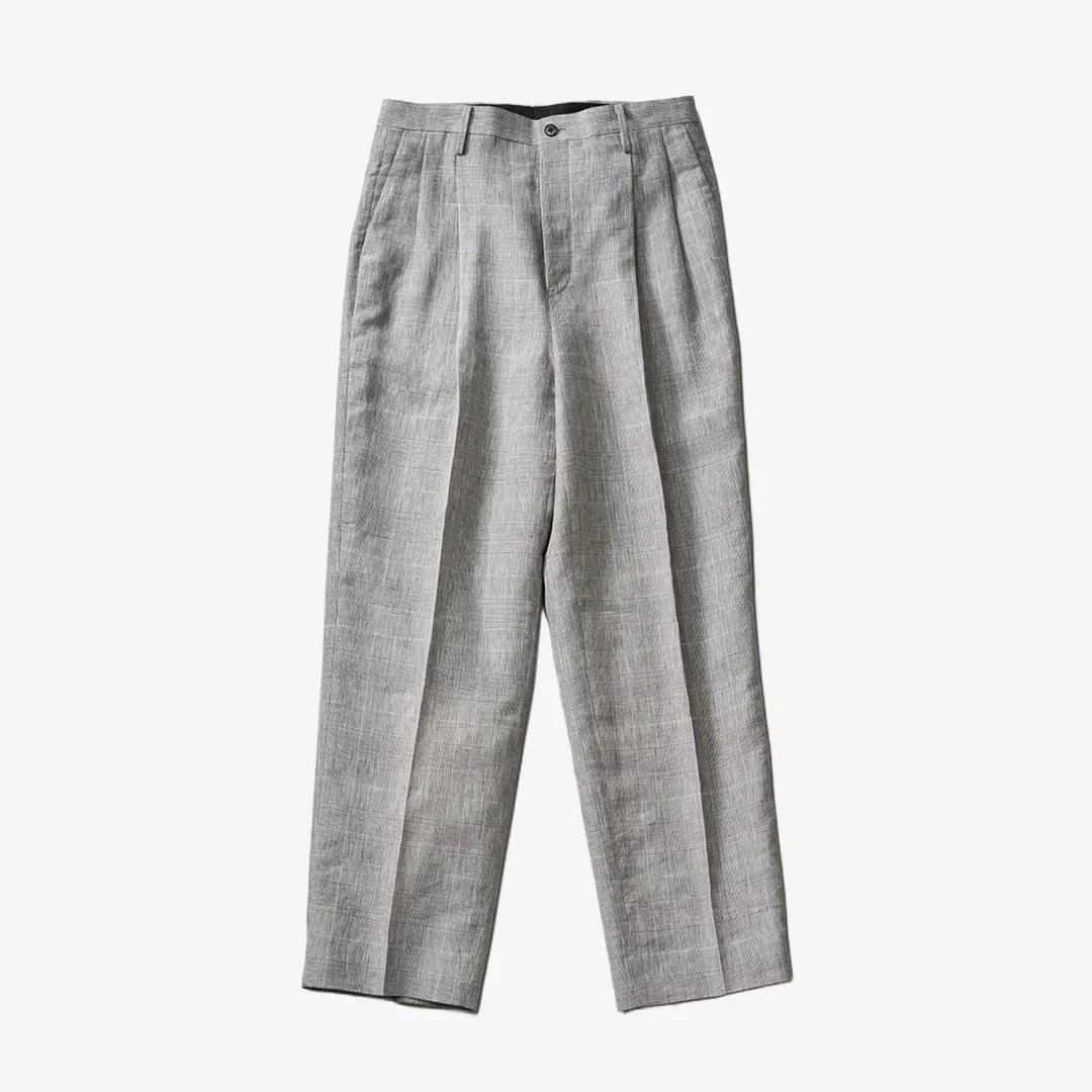 Front view of the Kaptain Sunshine shoecut slacks pants in glen plaid featuring a clean tailored silhouette and subtle flare.