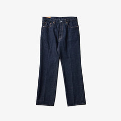 Front view of the Kaptain Sunshine skate shoecut denim pants in indigo one wash featuring a clean silhouette and relaxed straight leg.